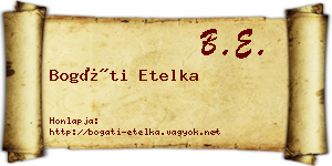 Bogáti Etelka névjegykártya